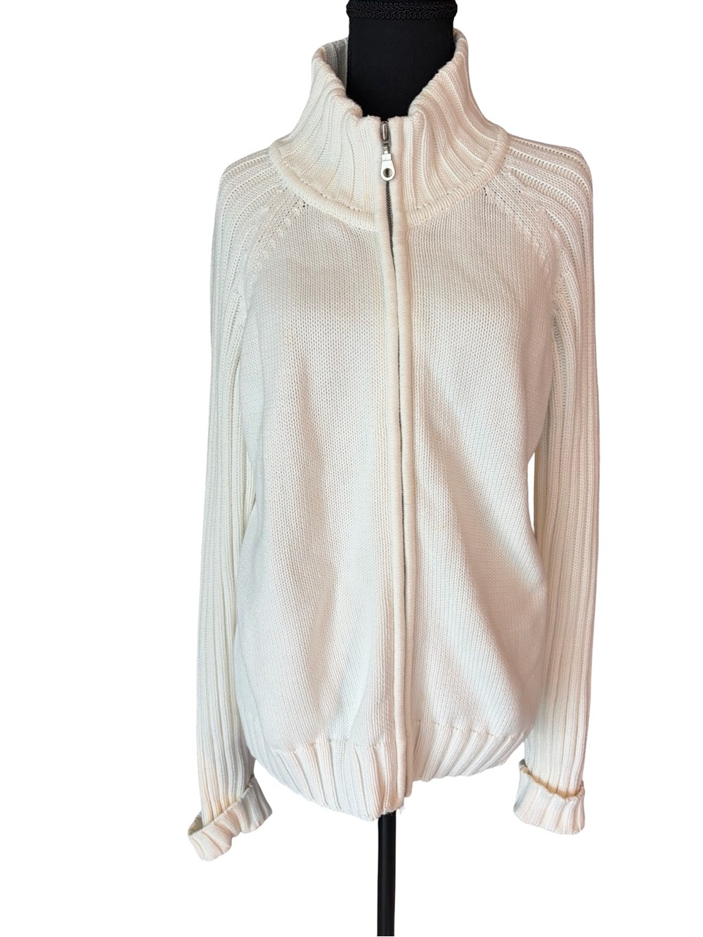 St. John's Bay Cream Zip-Front Turtleneck Knit Sweater